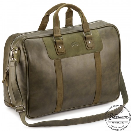 Кожаная дорожная сумка "Ирландия" (хаки гладкая кожа)
