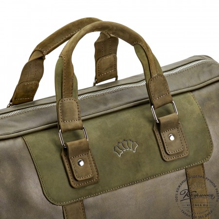 Кожаная дорожная сумка "Ирландия" (хаки гладкая кожа)