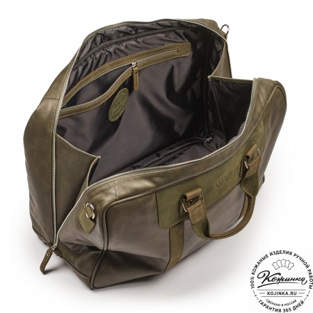 Кожаная дорожная сумка "Ирландия" (хаки гладкая кожа)