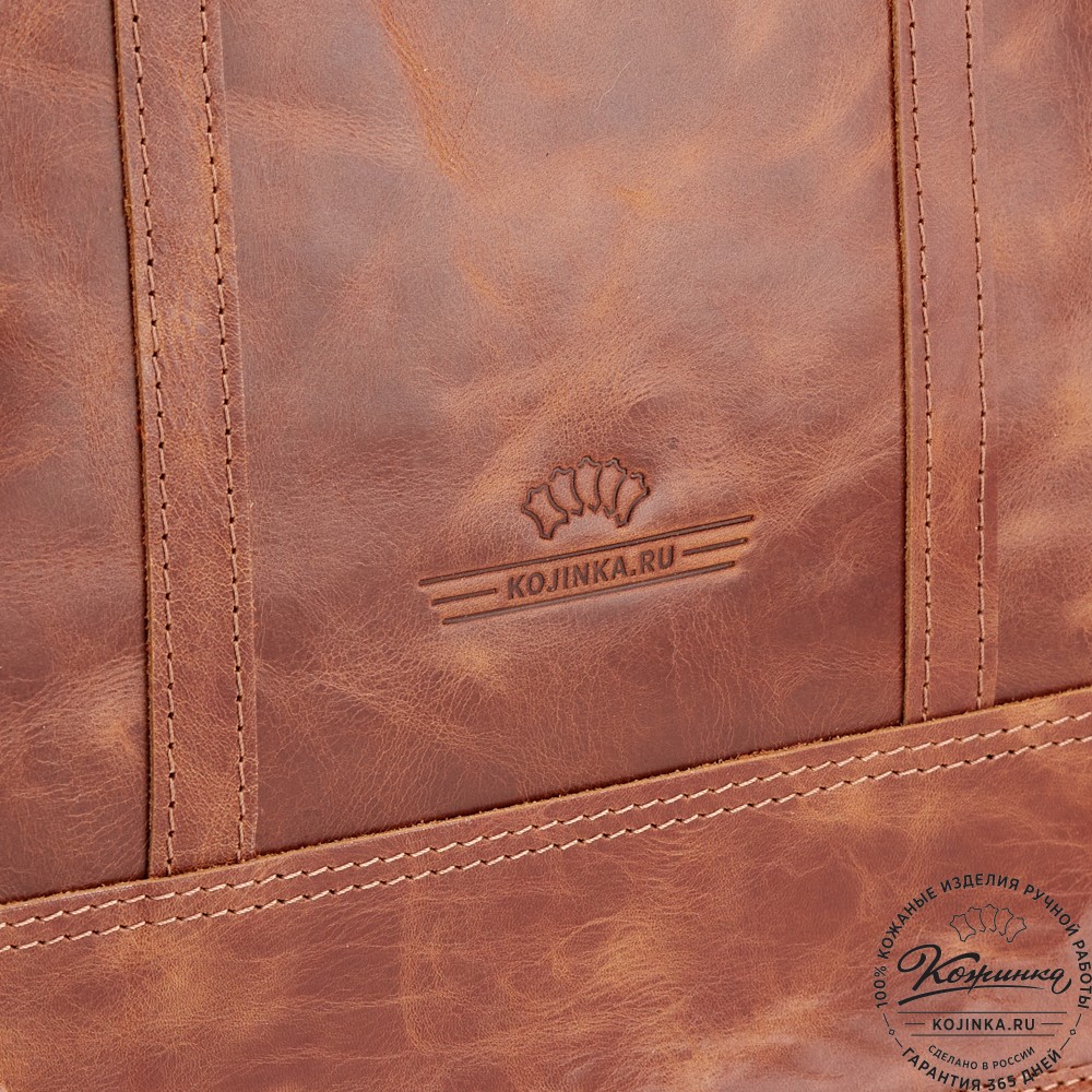 Кожаный рюкзак-сумка "Майкл" (рыжий антик)