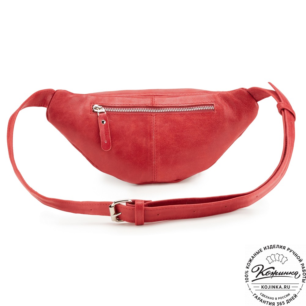 Кожаная сумка на пояс "Сандро" (красная) 