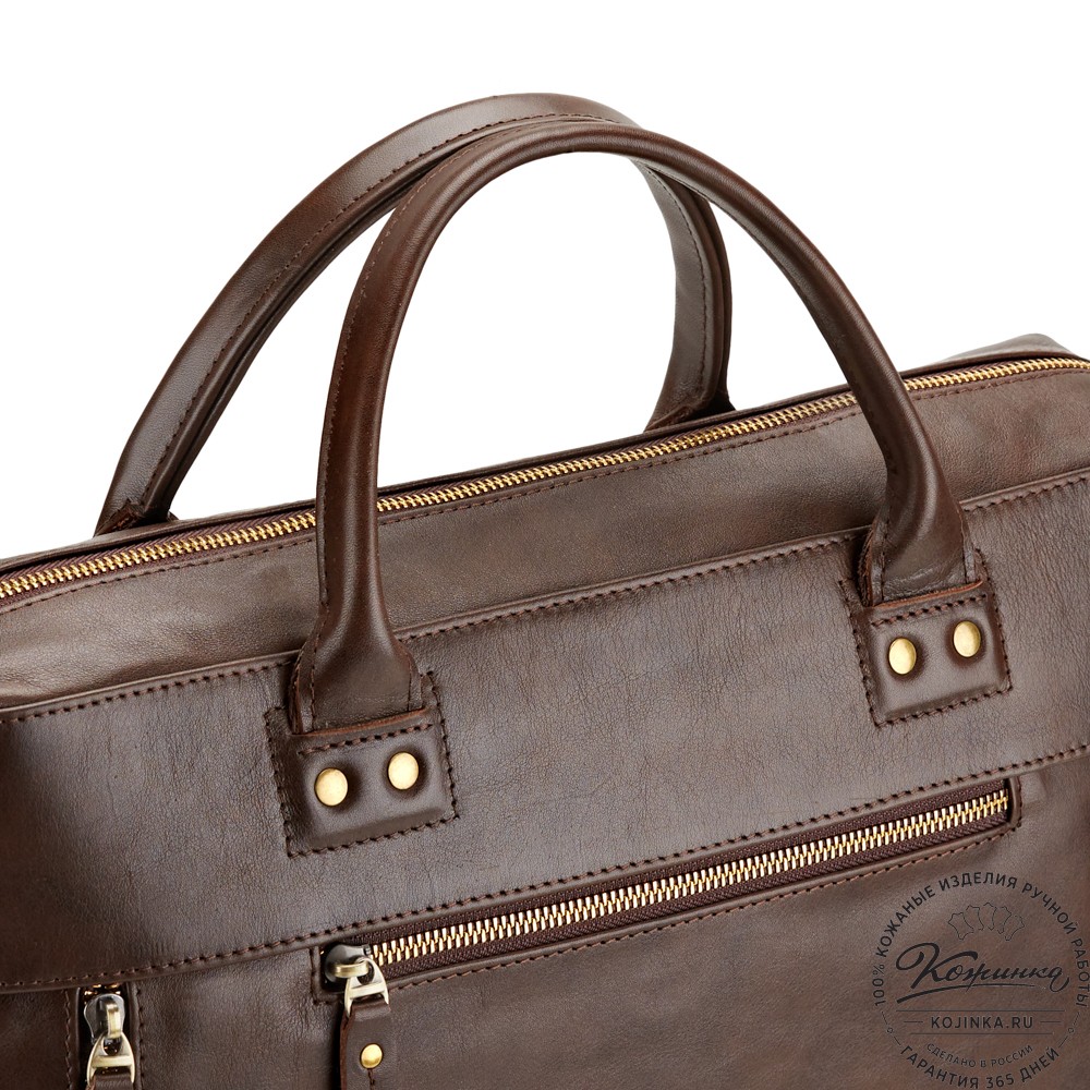 Кожаная деловая сумка "Спенсер" (коричневая гладкая кожа) 