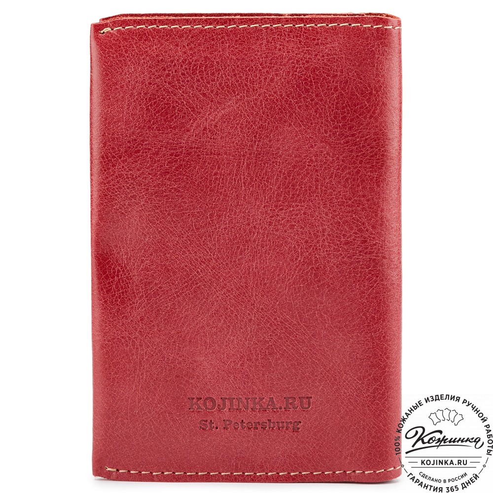 Кожаная обложка на паспорт "Ванкувер" (красная)