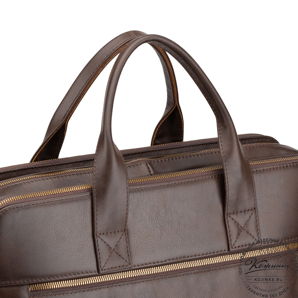 Кожаная деловая сумка "Густав" (коричневая гладкая кожа)