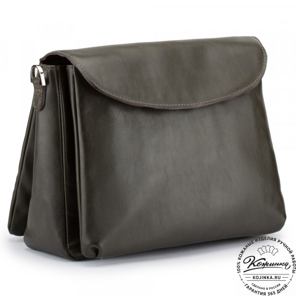 Кожаная женская сумка "Кейт" (хаки гладкая кожа). фото 1