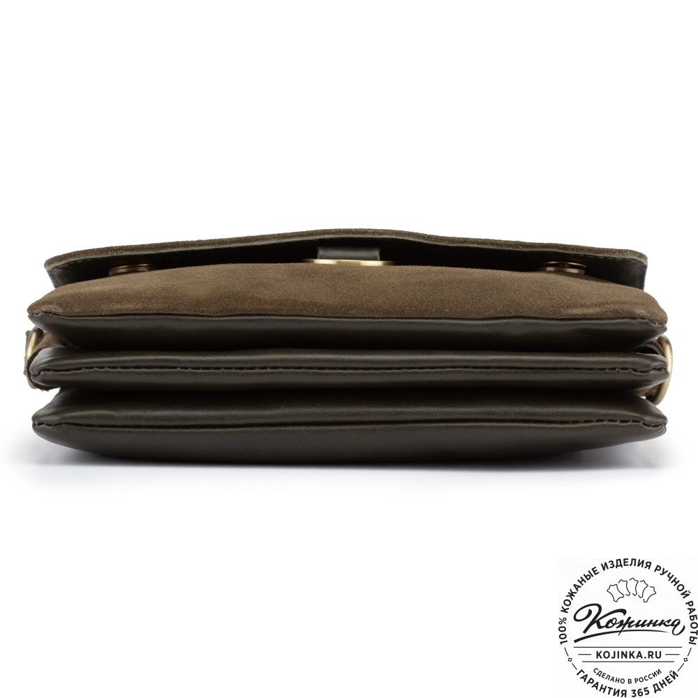 Женская сумка из кожи и замши  "Мишель мини" (хаки)