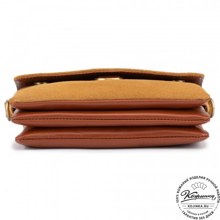 Женская сумка из кожи и замши  "Мишель мини" (рыжая)