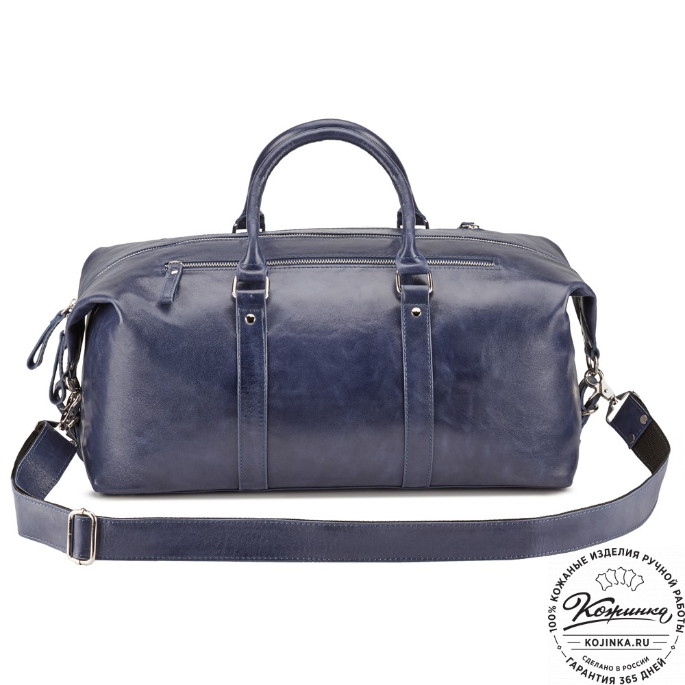 Кожаная дорожно-спортивная сумка Англия (синяя)