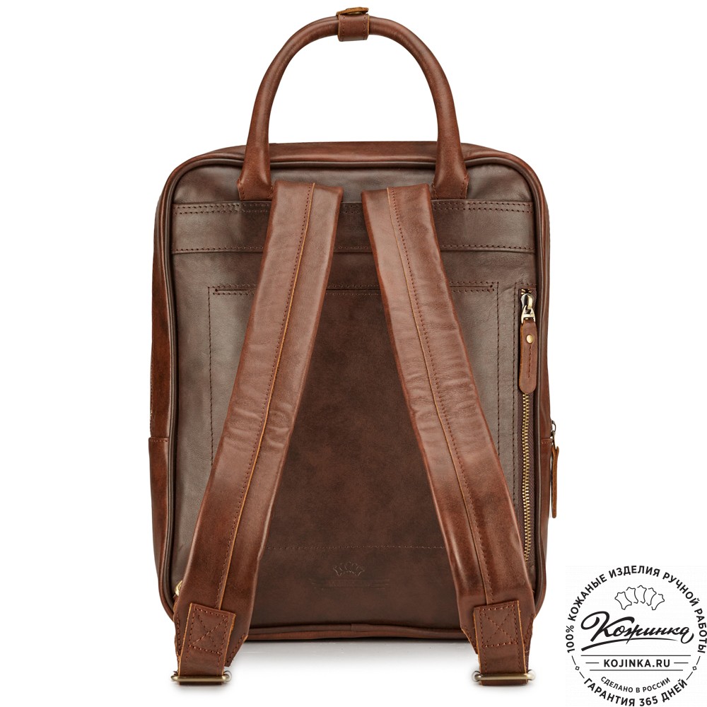 Кожаный рюкзак "Касандра" (светло-коричневый с тёмно-коричневым)