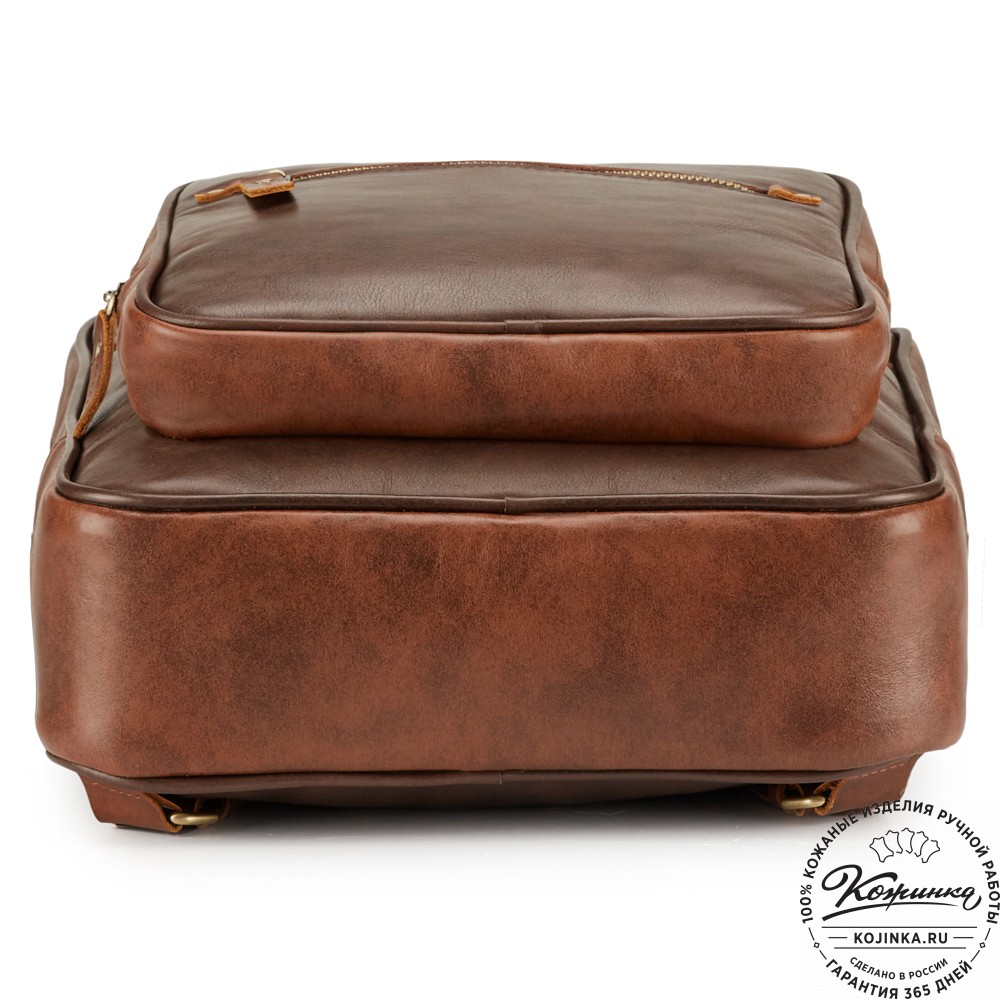 Кожаный рюкзак "Касандра" (светло-коричневый с тёмно-коричневым)