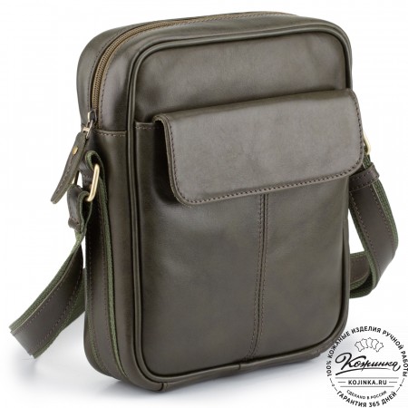 Кожаная сумка "Канада" (хаки гладкая кожа)