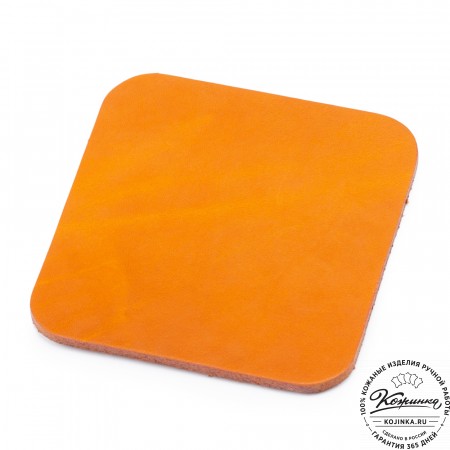 Кожаная подставка для стакана Костер - квадрат (рыжая)