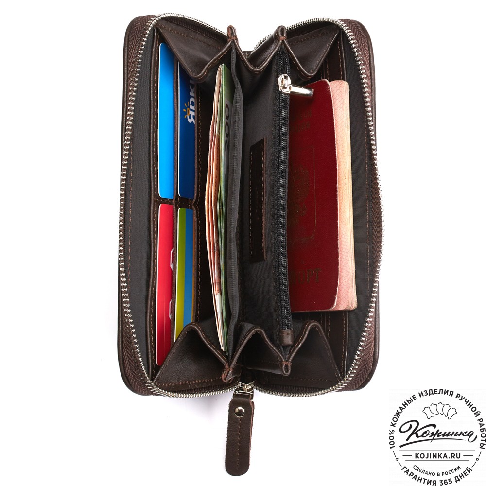 Кожаный клатч "Картер" (чёрная гладкая кожа) 