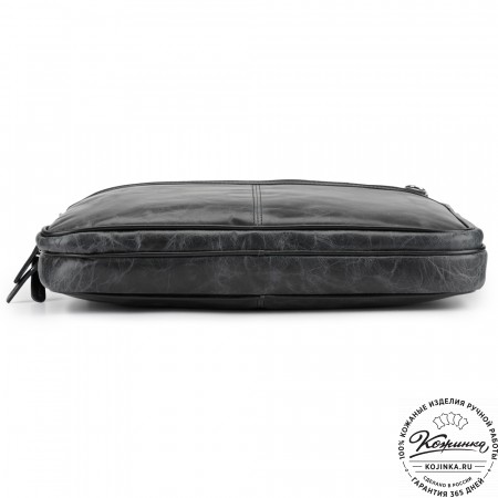 Деловая кожаная сумка "Рудольф" (чёрный антик)