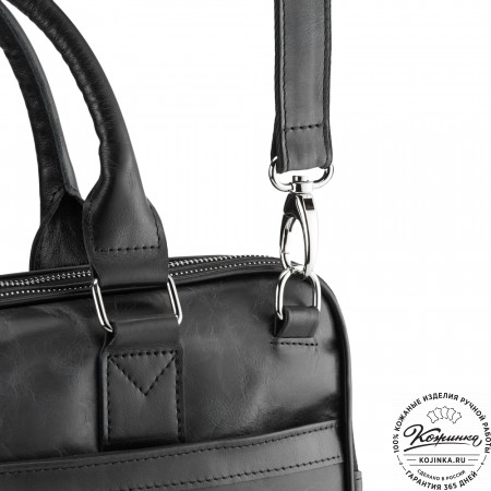 Деловая кожаная сумка "Рудольф" (чёрный антик)