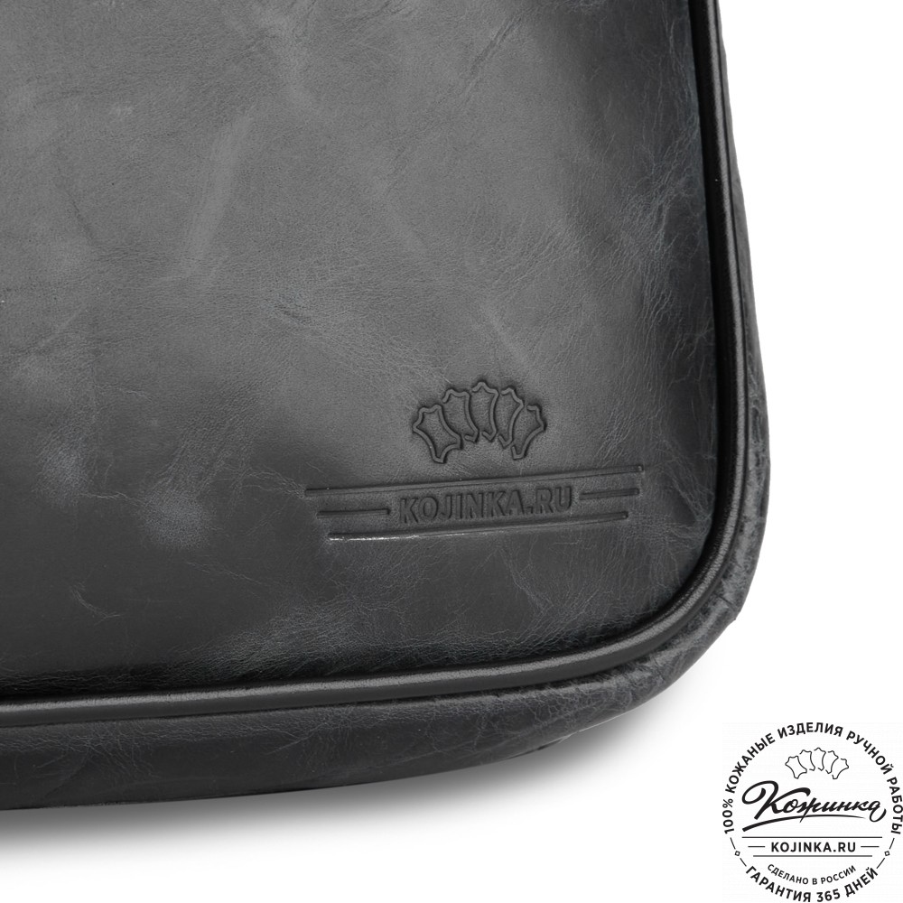 Деловая кожаная сумка "Рудольф" (чёрный антик)