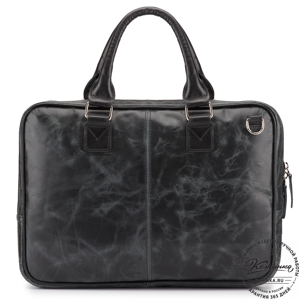 Деловая кожаная сумка "Рудольф" (чёрный антик)