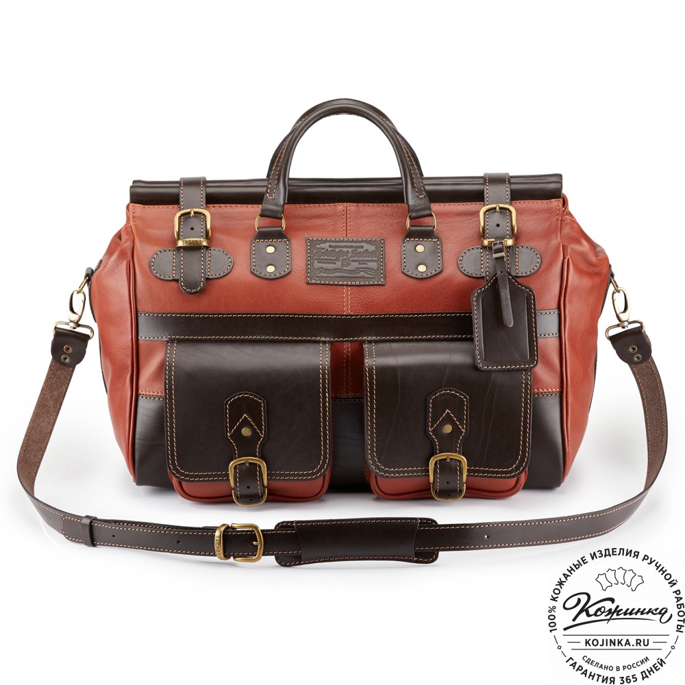 Кожаный дорожный саквояж "Большой" (светло-коричневый)