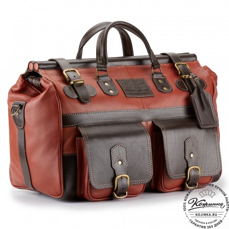Кожаный дорожный саквояж "Большой" (светло-коричневый)