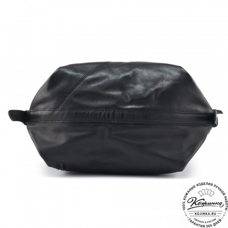 Женская кожаная сумка "Эмилия" (чёрная с синим)