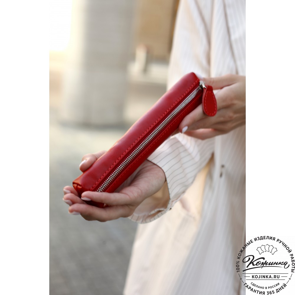 Кожаная мини-косметичка "Лонг" (cиняя)