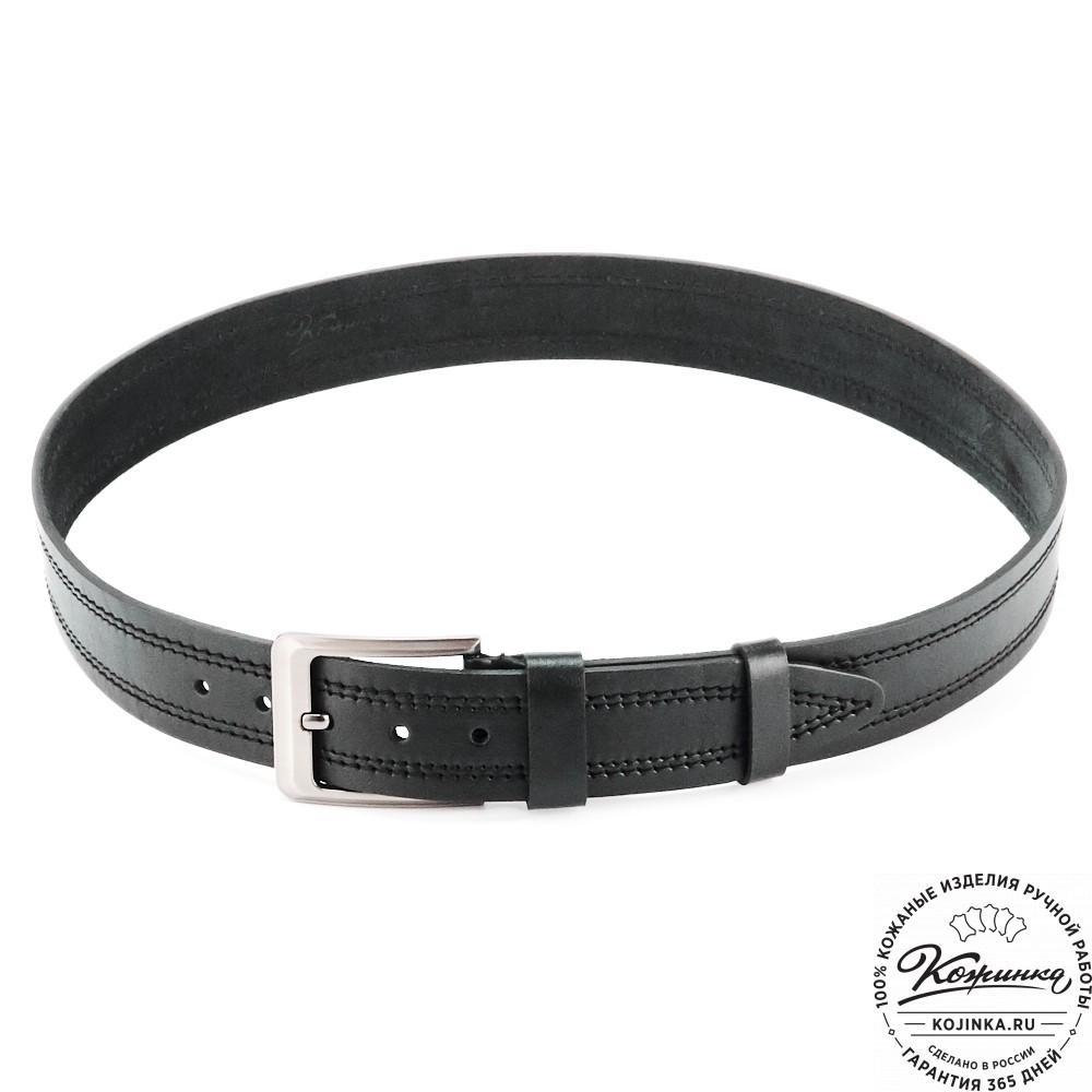 Кожаный мужской ремень "Рекрут NEW" (чёрный)
