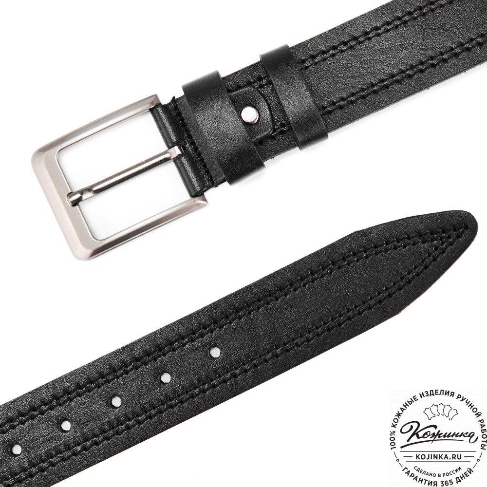 Кожаный мужской ремень "Рекрут NEW" (чёрный)