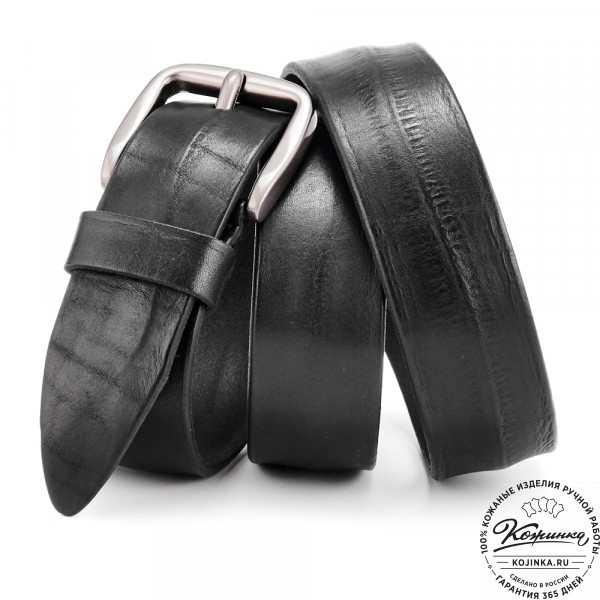 Кожаный ремень "Варяг" (чёрный). фото 1