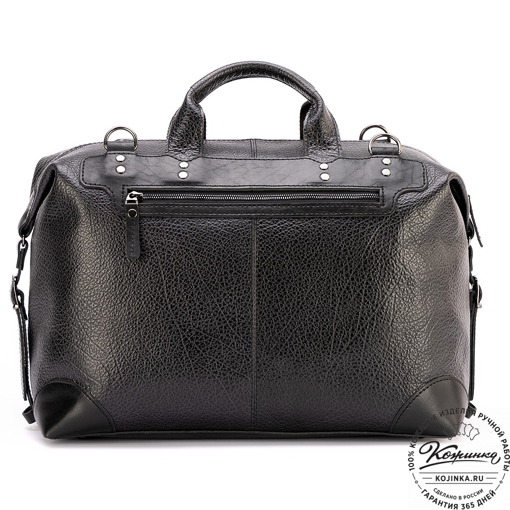 Кожаная дорожная сумка "Сити" (глянец чёрная)