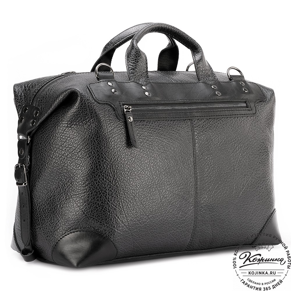 Кожаная дорожная сумка "Сити" (глянец чёрная)