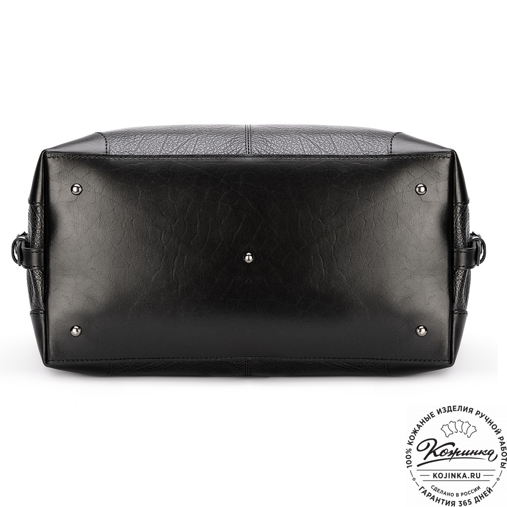 Кожаная дорожная сумка "Сити" (глянец чёрная)
