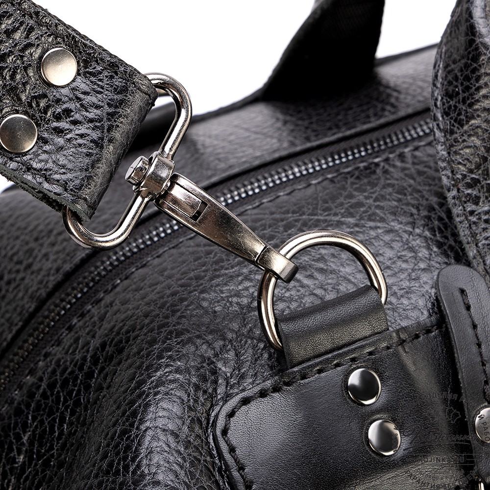 Кожаная дорожная сумка "Сити" (глянец чёрная)