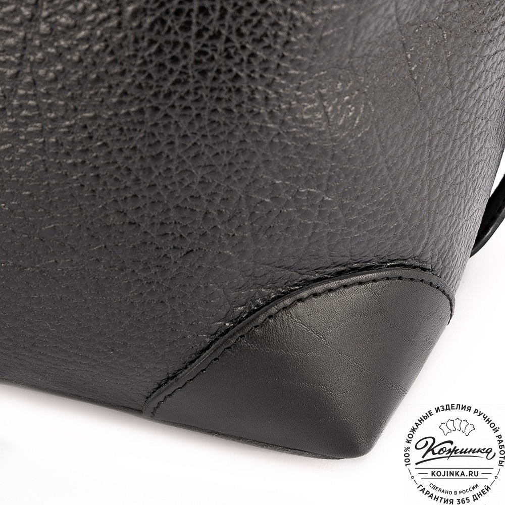 Кожаная дорожная сумка "Сити" (глянец чёрная)