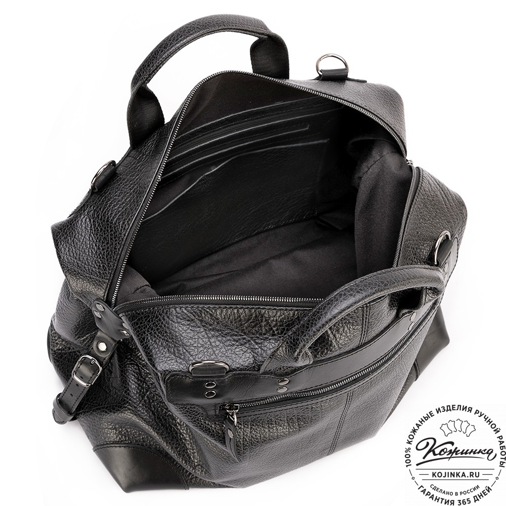 Кожаная дорожная сумка "Сити" (глянец чёрная)