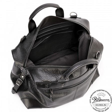 Кожаная дорожная сумка "Сити" (глянец чёрная)