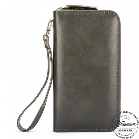 Кожаный клатч "Картер" (хаки гладкая кожа) 