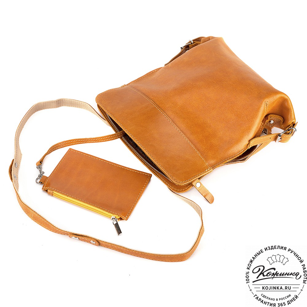 Женский кожаный рюкзак "Салоники" (жёлтый)