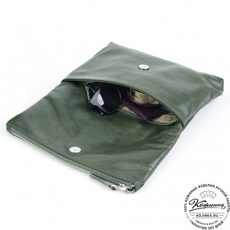 Кожаный клатч "Молли" (хаки)