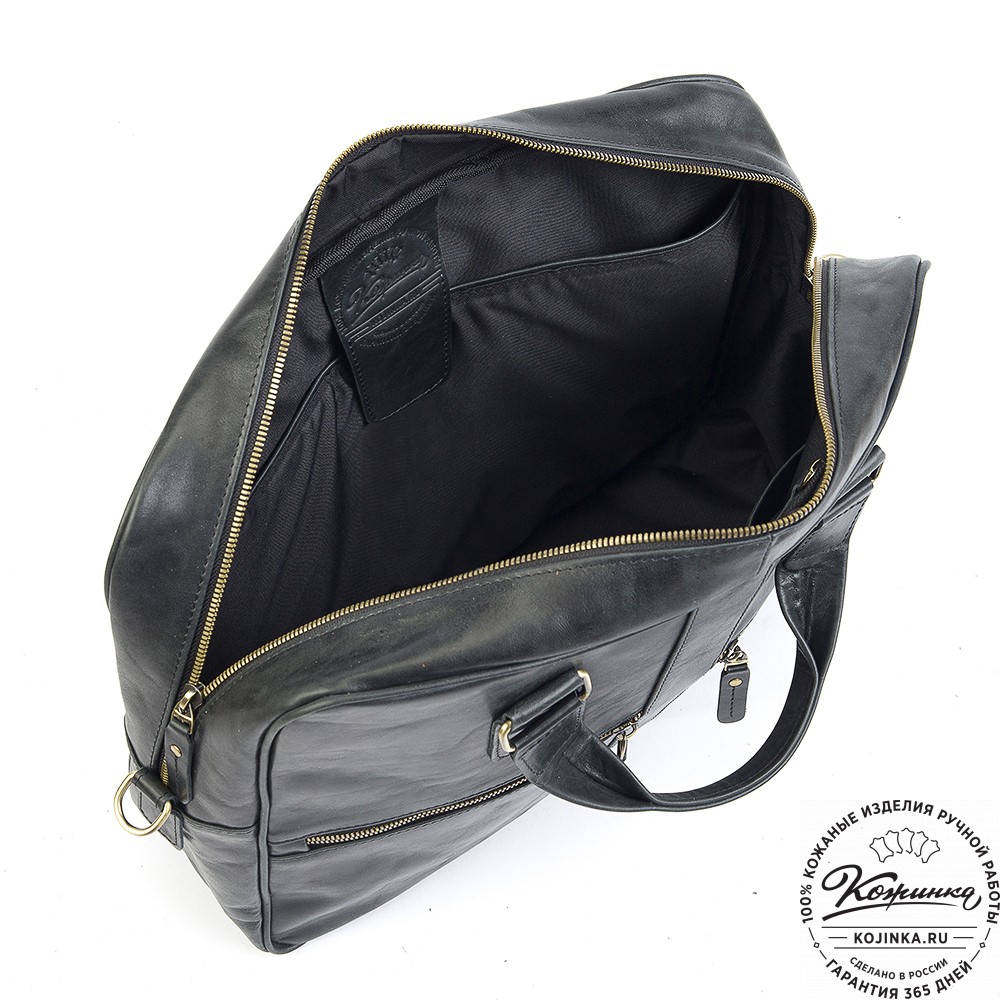 Кожаная деловая сумка "Окленд нью" (чёрный антик)