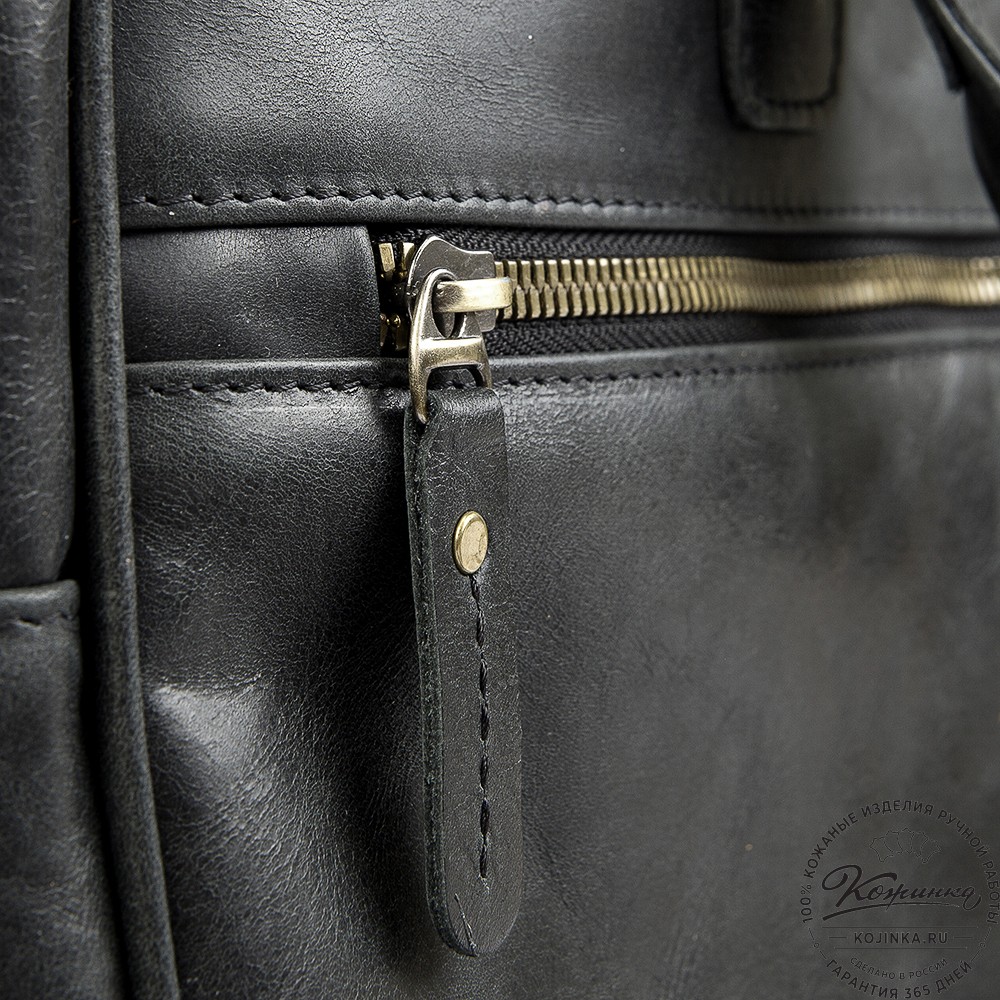 Кожаная деловая сумка "Окленд нью" (чёрный антик)