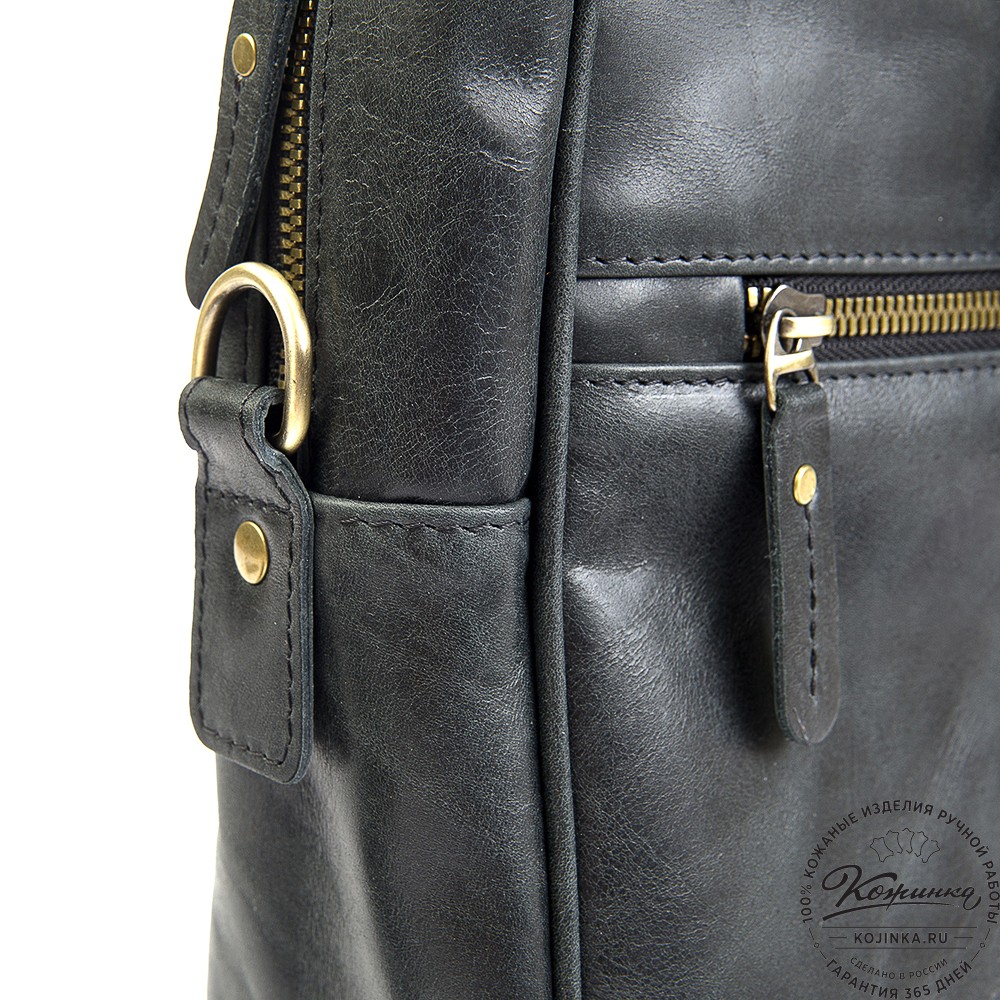 Кожаная деловая сумка "Окленд нью" (чёрный антик)