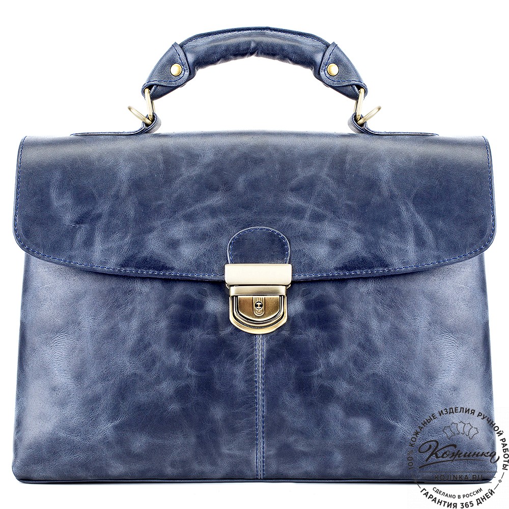 Кожаный портфель "Александрия" (синий антик)