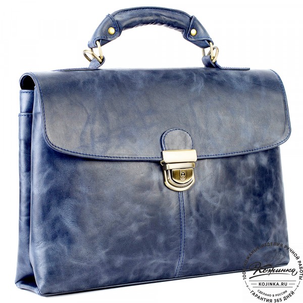 Кожаный портфель "Александрия" (синий антик). фото 1