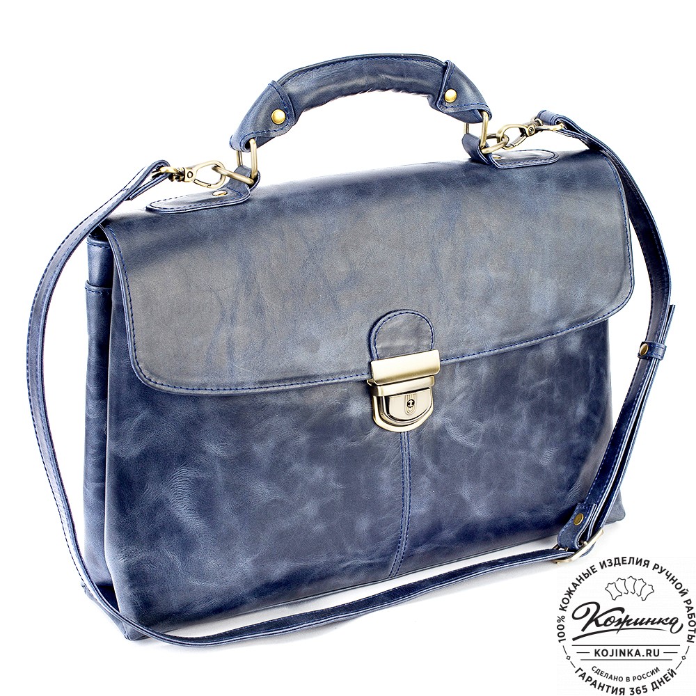 Кожаный портфель "Александрия" (синий антик)