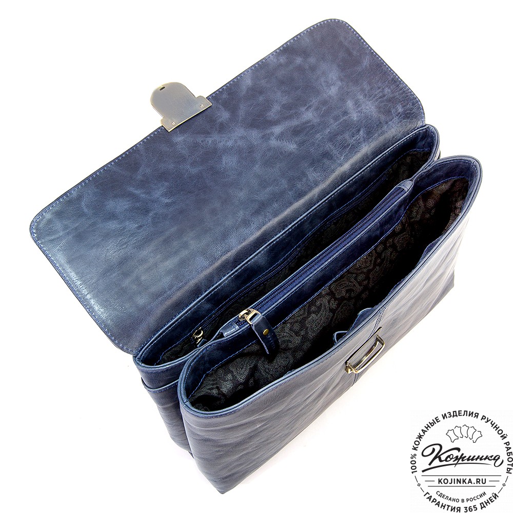 Кожаный портфель "Александрия" (синий антик)