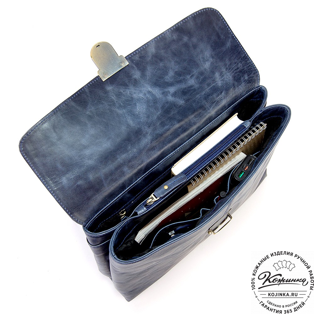 Кожаный портфель "Александрия" (синий антик)