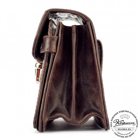 Кожаная барсетка "Гевара" (тёмно-коричневый антик)