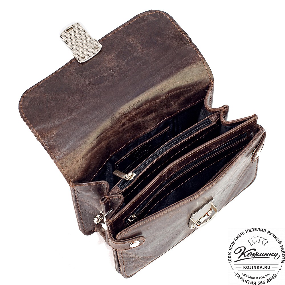 Кожаная барсетка "Гевара" (тёмно-коричневый антик)