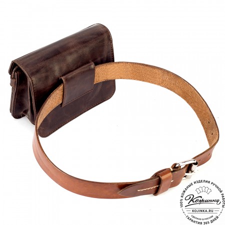 Кожаная барсетка "Гевара" (тёмно-коричневый антик)