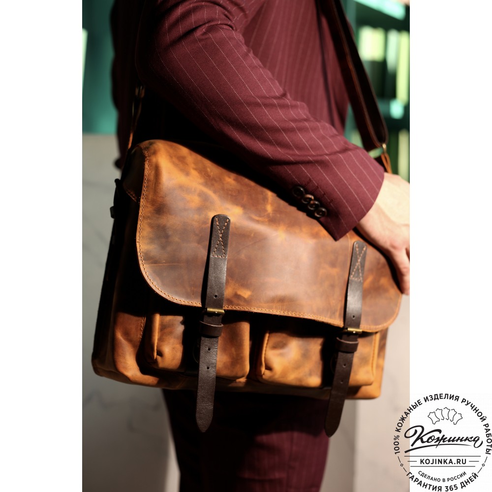 Кожаная сумка "Форман" (бордо-коричневый)